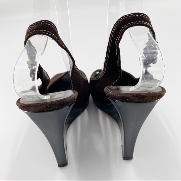 Michael Kors Brown Suede Slingback Wedge Size 8.5 - Picture 7 of 10